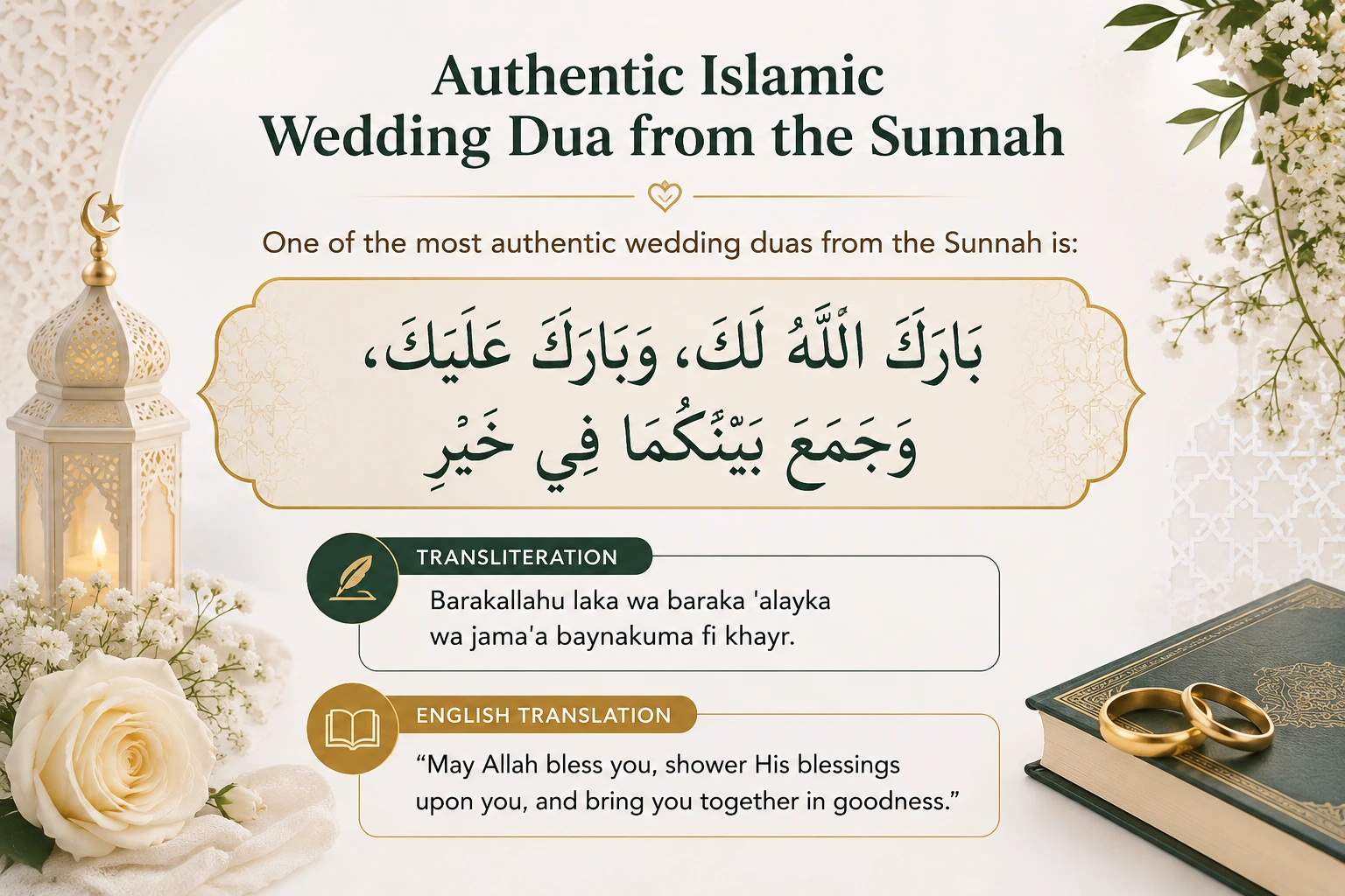 Authentic Islamic wedding dua in Arabic with English translation