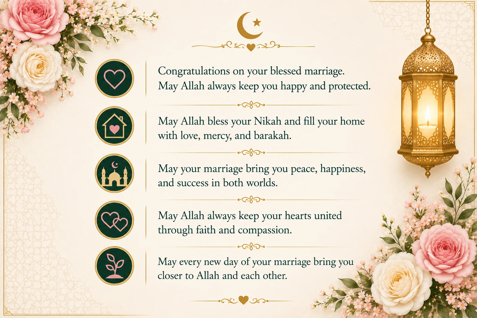 Islamic wedding wishes for sister with Nikah blessings and duas