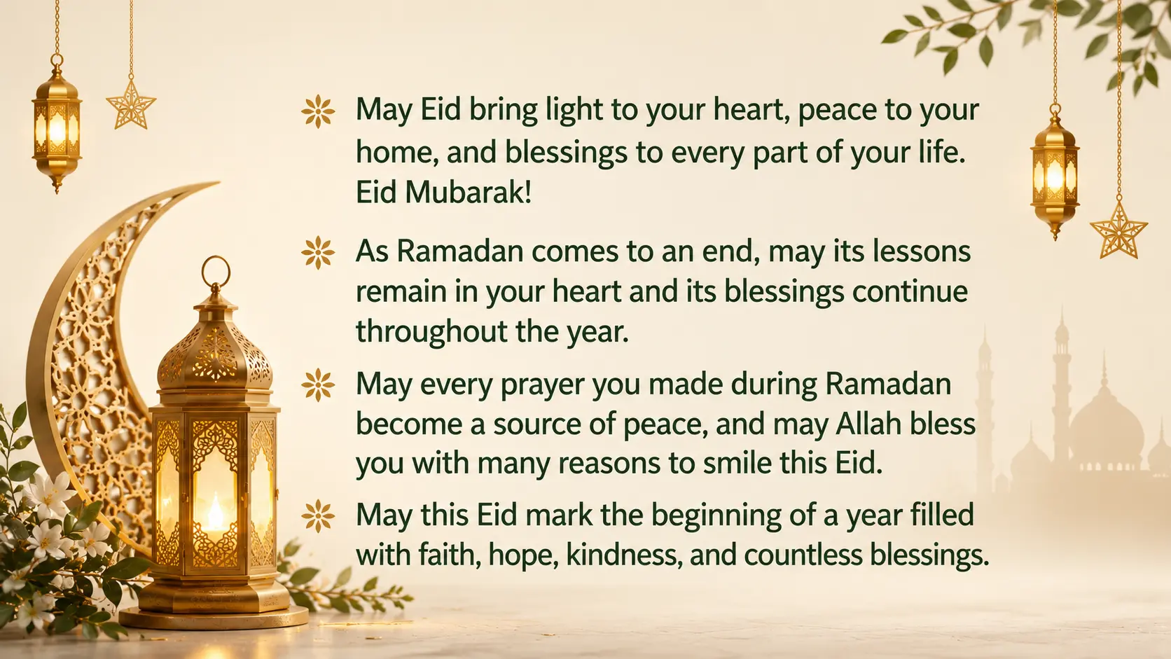 Beautiful and unique Eid ul Fitr wishes